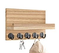 Key Holder Wall-Mount - Wooden Entryway Organizer with Hooks and Shelf | Space-Saving Home Decor, Convenient Storage for Keys, Mail, and Small Items | Ideal for Foyer, Living Room, Kitchen