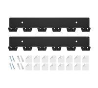 Key Holder Wall Mounted Key Holder Shelf for Wall Keys Organiser Rack with 12 Hooks, 2 x Adhesive Metal Storage Organiser with Mounting Hardware for Entrance, Front Door, Hallway, Office