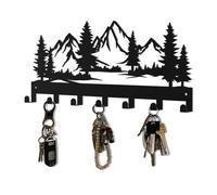 Key Holder Wall Mounted Key Hooks, Black Metal Key Rack Hooks, The Great Grove, Mountain Theme Wall Decoration Hooks, with 7 Hooks, Applicable to Front Doors, Lobby,Corridor, Offices (12 "X 5.99")