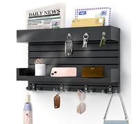 Key Holder Wall Mounted Mail Holder with 4 Double Key Hooks, Wooden Key Rack Mail Sorter Organizer, Double Shelf Key Hanging Rack, Mail Key Organizer, Rustic Home Decor for Entryway Mudroom Hallway