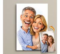 KEY INKS Custom Caricature Metal Print Portrait Personalised from Photo | 15 x 20 cm | Classic, Exaggerated or Over-the-Top Style (Exaggerated Caricature)