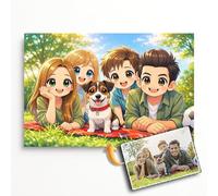 KEY INKS Custom Portrait Metal Poster 20x15cm, Personalised Cartoon Style Photo Art, Multiple Animation Styles Including CGI, Anime, Chibi, Claymation, Whimsical, Cyberpunk (Chibi)
