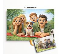 KEY INKS Custom Portrait Metal Poster 20x15cm, Personalised Cartoon Style Photo Art, Multiple Animation Styles Including CGI, Anime, Chibi, Claymation, Whimsical, Cyberpunk (Claymation)