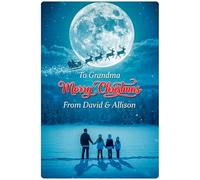 KEY INKS Personalised Aluminium Christmas Postcard Fridge Magnet 10x15cm Custom Text & Message (Moon Scape)