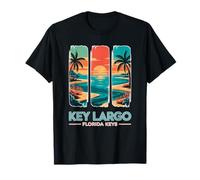Key Largo Florida Keys Retro Sunset Beach Palm Tree Travel T-Shirt