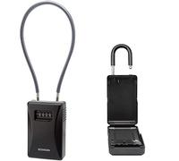 Key Lock Box, Detachable shackle design, 4 Digit Combination Large Internal Key Storage Box/Key Safe Box for Indoors and Outdoors… (Dust cover + 50cm Cable)