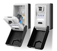 Key Lock Box for Outside with Light Up Dials - Sturdy Waterproof Combination Key Holder Wall Mount Key Storage Box for House Keys - Resettable Code Safe Security Outdoor LockBox Large Capacity