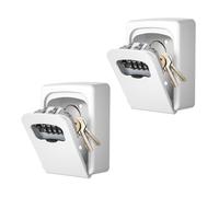 Key Lock Box Wall Mounted, Fayleeko 4 Digit Combination Lockbox for Outside, House Keys - 5 Keys Capacity, Key Safe Security Storage Lock Box for Indoor, Outdoor, Garage, Garden, Store (White, 2Pack)