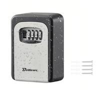 Key Lock Box, Waterproof Metal 4 Digits Combination Lockbox, Outside Wall Mount Resettable Key Hider, Upgraded Large Security Password Boxes for Car House Office Apartment Keys-Grey