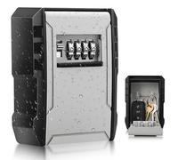 Key Lock Box with Key Hook, Resettable 4-Digit Combination Lockbox, Waterproof Key Storage Security Lockbox, Large Capacity Wall Mounted Lockbox for House Keys, Realtors, Garage Spare Keys