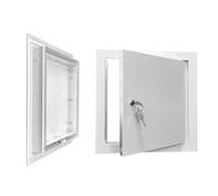 Key Lock Utility Door for Attic Crawl Space, Recessed Aluminum Wall Cover, Metal Service Entry Panel for HVAC and Plumbing, 10x18 inch, 16x24 inch