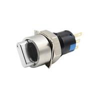 Key Locking Push Button Switch 12/16/19/22mm Reset Momentary Fixed Latching Waterproof IP65 Metal Selector Rotary Switch 2/3 Position With Key Knob 3/6 Pins(19mm Arrow 2P 3pin,Momentary Reset)