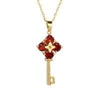 Key Necklace For Women, Heart Zircon Pendant Necklace, Necklaces Lock And Skeleton Gold The Giving Keys
