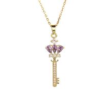 Key Necklace For Women, Heart Zircon Pendant Necklace, Necklaces Lock And Skeleton Gold The Giving Keys