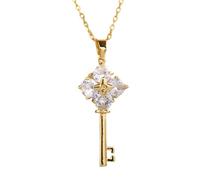 Key Necklace For Women, Heart Zircon Pendant Necklace, Necklaces Lock And Skeleton Gold The Giving Keys