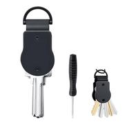 Key Organizer, Mental Key Organiser Keyring, Key Holder with Screwdriver, D-ring Keys Keychain Organiser for Carrying Home Car, Office Keys, Non Length Limited, Secures Locking 4-6 Keys (Black)