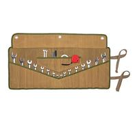 Key Organizer, Multifunctional 16 Pocket Roll Up Bag, Metric and SAE, Key Holder with Metal Grommets and 1 Flap, 16 oz Waxed Canvas Roll (Khaki)