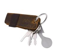 Key Organizer | Portable Leathe Keychain | Pocket Smart Key Holder with Bottle Opener, Functional & Practical Key Ring, Holds 6-8 Multiple Keys - Brown