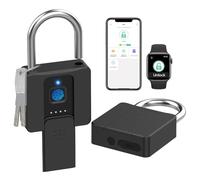 Key Padlock with Fingerprint iOS Watch App eLinkSmart Combination Lock: Large Padlock for Truck Gate Footlocker Gym Locker Outdoor Waterproof Heavy Duty with 500+ User Management