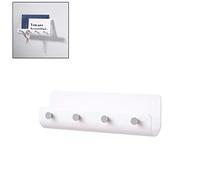 Key Rack with Shelf, Wall Mounted Key Holder and Letter Rack, Key Holder for Wall White with 4 Key Hooks and Plastic Letter Tray for Keys, Letters, Brochures