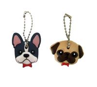 Key Ring,Cute Key chain Pendant Dog Keychain Men Women Bag Hangings Keyring Pug Shape Style Keychain Key Chain Charmed Gifts 2PCS (B)