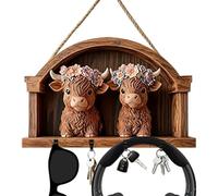 Key Ring - Farmhouse Wooden Coat Hanger Decoration 11.81x7.87 Inch | Key Ring with 4 Hooks | for Hallway Living Room Door Bathroom Entrance Entrance Living Room Door Garage