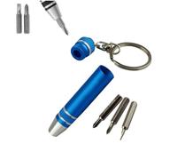 Key Ring Holder Mini Multi Bit Precision Screwdriver Set - Portable Keychain Repair Tool with T8, T9 & PH2 Bits - Multipurpose Precision Driver for Electronics, Gadgets, Phones & DIY (Blue)