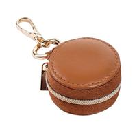 Key Ring Holder - Ring Case with Built-in Key Ring | Portable Zipper Organizer for Backpack Girls Women Sports Travel, brown, Se référer au descriptif, Refer to description