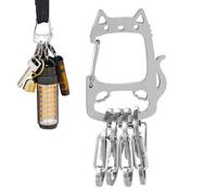 Key Ring , Metal Ring Key with S-Hooks for School, Work, Leisure, Shopping, Camping, Travel, Backpack, Universal Storage Made of Stainless Steel