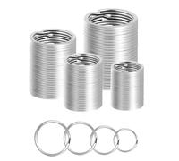 Key Ring Round Hoop Set, 100Pcs Nickel-Plated Sturdy Round Key Ring, 4 Sizes Key Ring Stainless Steel, Key Chain Ring Connectors, Flat Round Edged Key Ring for Home Storage Dog Collars