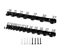 Key Ring - Steel Wall Mount Organizer 40x3.5x4.2cm | 2 Piece Metal Key Holder with Size Numbers 6mm to 32mm, Garage, Shed, Work Truck, Van, Garden