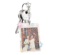Key Ring with Pictures - DIY Clear Acrylic Pendant 10 x 8 cm | Card Holder with Acrylic Frame | Photo Frame with Star Pendant, Gift Idea for Girlfriend, Children, Colorful, Please refer to the