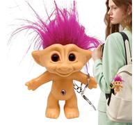 Key Rings Cute, Good Luck Troll Dolls Key Holder, Crazy Colour Hair Figurine, Vintage Troll Dolls Adorable Anti-Lost Key Ring 10cm for Women Girls