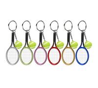 Key Rings Decoration Model 6Pcs Simulation Mini Keychain Bag Tennis Racket Pendant Ornament Bands