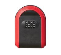 Key Safe Box Weatherproof 4 Digit Combination Outdoor Key Security Storage Case Key Lock Box Wall Mounted Easy Install Easy to Use,Black & Red