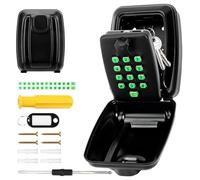 Key Safe Outside Wall Mounted Police Approved - Key Lock Box Outdoor with Illuminated Button Stickers and 12-Digit Code - Key Storage Box with Weatherproof Cover for Home,Garage,Office,Warehouse