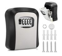 Key Safe Wall Mounted, 4 Digit Combination Key Safe Lock Box outdoor, Secure Combination Key Storage Cabinet with Free Fixing Kit for Home, Office & Airbnb(Gray)