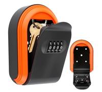 Key Safe Wall Mounted Key Box Police Approved Wall Mounted Outside with Code 4 Digit Combination Keysafe Waterproof Lockbox for Home Garage Office School Key Cabinets (Orange+Black)