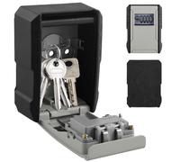 Key Safe Wall Mounted, Key Lock Box Outdoor, 4 Digit Combination Key Safe Lock Box, Resettable Code Key Security Box Large Capacity Holds Up 10 Keys for Home Garage Store Indoor Outdoor