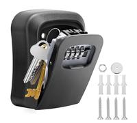 Key Safe Wall Mounted, Key Lock Box Outdoor, Key Box with 4 Digit Combination, Waterproof and Security Lockbox, Key Safe Outside for Home Garage Elderly Parents Key Cabinet(Black)