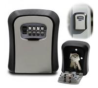 Key Safe Wall Mounted Key Lock Box with 4 Digit Combination Large Outdoor Weatherproof Key Secure Storage Combination Lock Keysafe for Home Apartment Office Garage Holiday Lets Black
