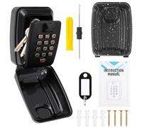 Key Safe Wall Mounted Outdoor, Police Approved Secure Key Lock Box Outdoor with 12 Digit Combination, Weatherproof Keysafe with High Security, Keysafe Wall Mounted for Home School, Black