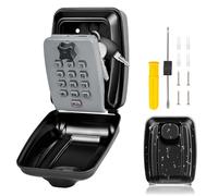 Key Safe Wall Mounted Police Approved,Large Key Lock Box with Resettable 12-Digit Code Key Safe Box with Weatherproof Cover for Outside Home Garage Office School (Premium Grey)