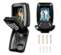 Key Safe Wall Mounted, Police Approved, Large Key Lock Box with Resettable 12-Digit Code Keysafe Wall Mounted Outside, Key Safe Outdoor with Weatherproof Cover for Home Garage Office School (Black)