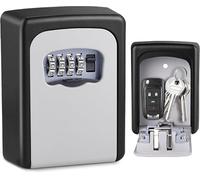 Key Safe Wall Mounted Police Approved, Lock Box Outdoor 4 Digit Combination, Heavy Duty Waterproof Key Cabinet for Home Garage School Airbnb GA1003-1, Gray, External dimensions: 115x95x40mm