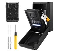 Key Safe Wall Mounted with Light Up Dial, Key Lock Box Outdoor 4 Digit Combination, Waterproof Large Key Box Police Approved Lockbox Key Storage Box for Home Garage School Office