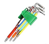 Key Set Color Coded, 9Pcs Rainbow Hex Wrench Kit, L Shape Magnetic Tip 1.5-10mm Ball End Long Arm, Chrome Steel Tool For Bike Furniture Repair(T-shaped)