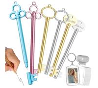 Key Shape Pen, 24pcs Retro Key Pens, Creative Key Shape Gel Pen with 24 Clear Acrylic Photo Keychains for School Stationery Back to School Graduation Gift