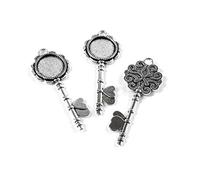 Key Shaped Setting for 14 mm Cabochons, antique silver (Pack of 4)