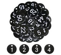 Key Tag 1-50, 50 Pcs Table Numbers Key Number Tags Cloakroom Tags Waterproof Small ID Tags with Hole Fit for Restaurant Cafe Outdoor Car Dormitory Lockers Hotel Without Key Rings Black Bottom